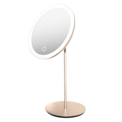Veidrodis ant kojelės su LED apšvietimu Be Osom LED Table Mirror Champagne BEOSOM18DTRGD, šampaninės spalvos, 1X, skersmuo 175 mm