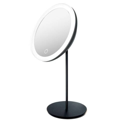 Veidrodis ant kojelės su LED apšvietimu Be Osom LED Table Mirror Matte Black BEOSOM18DTRSBK, juodos spalvos, 1X, skersmuo 175 mm