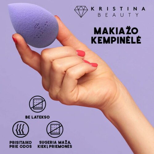 Kristina Beauty makiažo kempinėlė Purple - violetinės spalvos - su logotipu