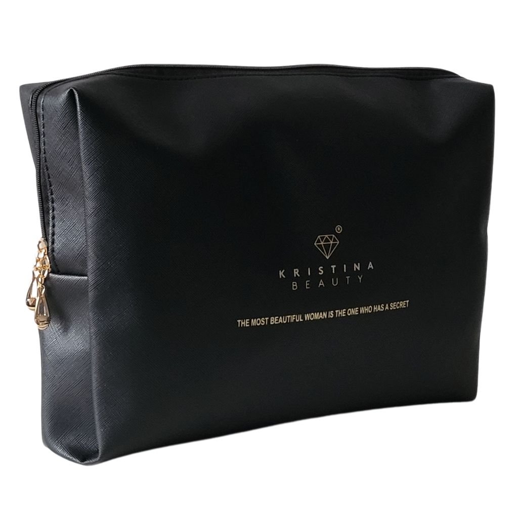 Kristina Beauty didelė kosmetinė su logotipu, 29x21x12cm, juodos spalvos