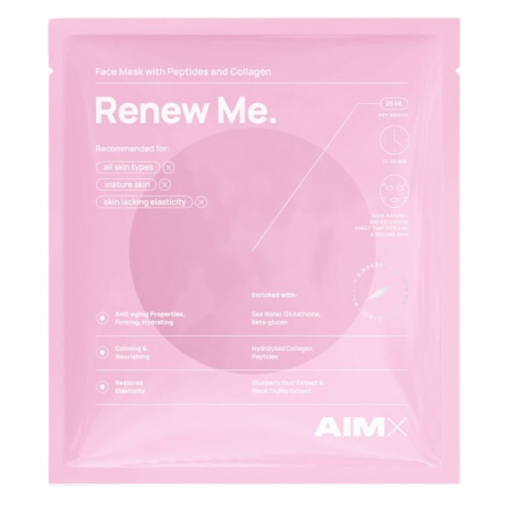 AIMX greito poveikio Anti-aging lakštinė veido kaukė su peptidais ir kolagenu Renew Me
