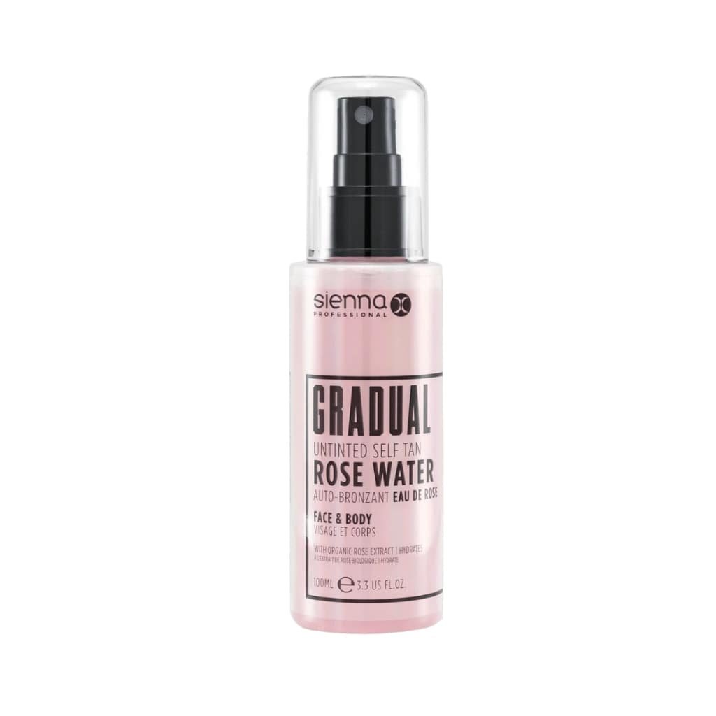 SIENNA-X palaipsninis savaiminio įdegio rožių vanduo GRADUAL UNTINTED SELF TAN ROSE WATER, 100ml